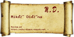 Mikó Diána névjegykártya